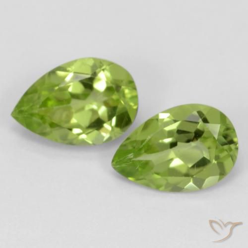 0.82ctw Naturel Vert moyen Péridot, En forme de poire, VVS-VS