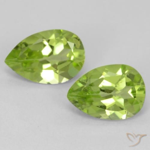 0.81ctw Naturel Vert vif et léger Péridot, En forme de poire, VVS-VS