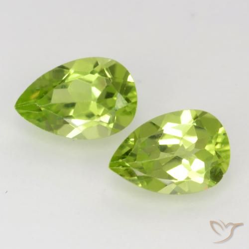 0.93ctw Naturel Vert éclatant Péridot, En forme de poire, VVS-VS