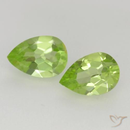 0.75ctw Naturel Vert vif et léger Péridot, En forme de poire, VVS-VS