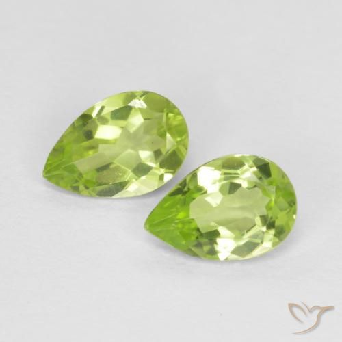 0.83ctw Naturel Vert moyen Péridot, En forme de poire, VVS-VS