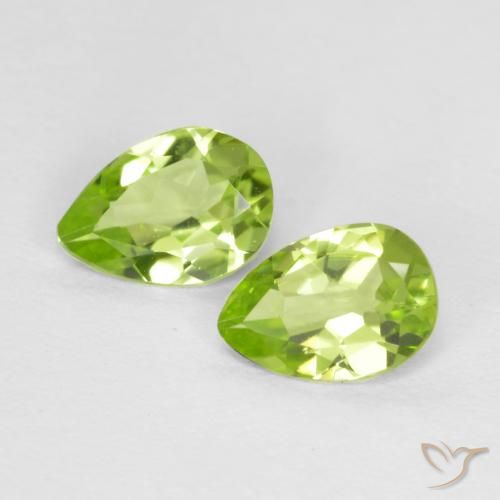 0.77ctw Naturel Vert vif et léger Péridot, En forme de poire, VVS-VS