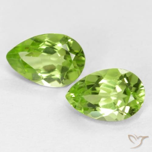 0.87ctw Naturel Vert vif et léger Péridot, En forme de poire, VVS-VS