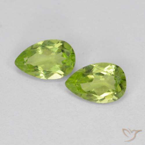 0.89ctw Naturel Vert moyen Péridot, En forme de poire, VS