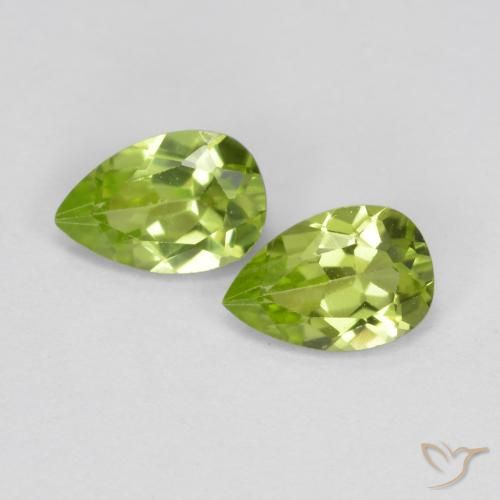 0.92ctw Naturel Vert moyen Péridot, En forme de poire, VS