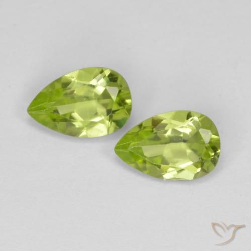 0.86ctw Naturel Vert moyen Péridot, En forme de poire, VVS-VS