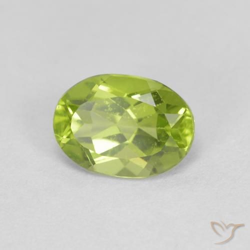 Péridot Vert éclatant naturelle ovale, 0.98 ct, VS
