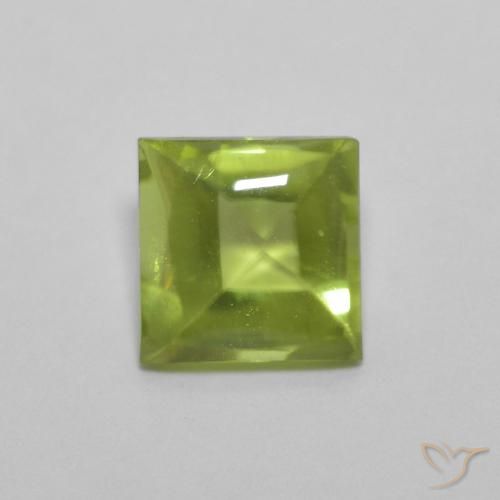 0.83ct Naturel Vert éclatant Péridot, Carré, Transparent