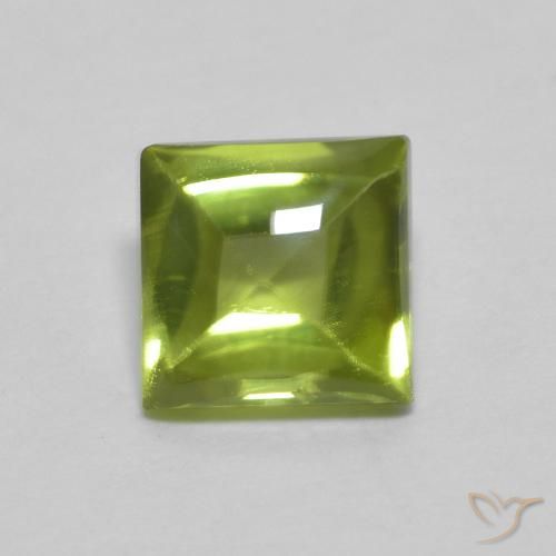 Péridot Vert moyen naturelle Carré, 0.72 ct, Transparent