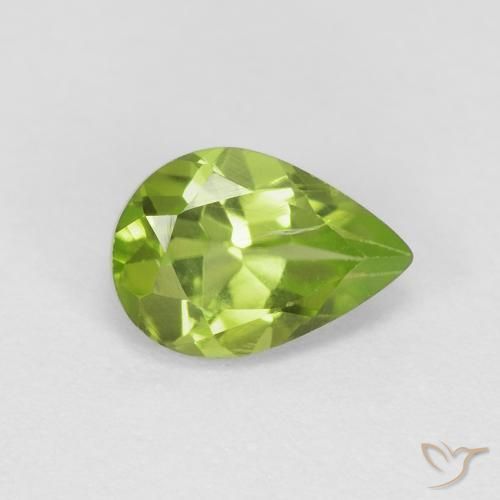 0.84ct Naturel Vert éclatant Péridot, En forme de poire, VS