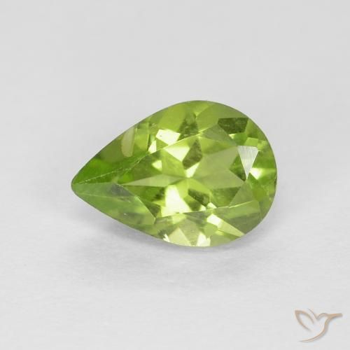0.77ct Naturel Vert vif et léger Péridot, En forme de poire, VS