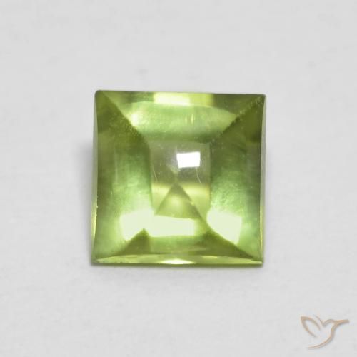 0.78ct Naturel Vert éclatant Péridot, Carré, Transparent