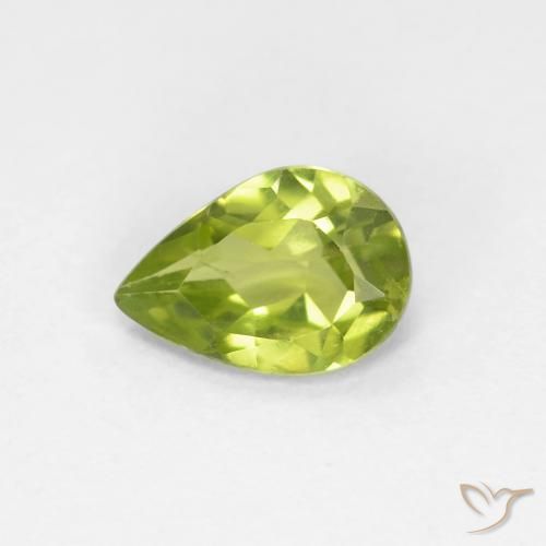 0.66ct Naturel Vert éclatant Péridot, En forme de poire, VS