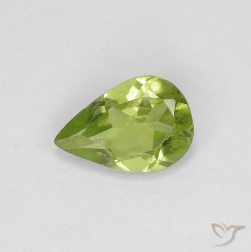 0.65ct Naturel Vert jaunâtre Péridot, En forme de poire, VVS
