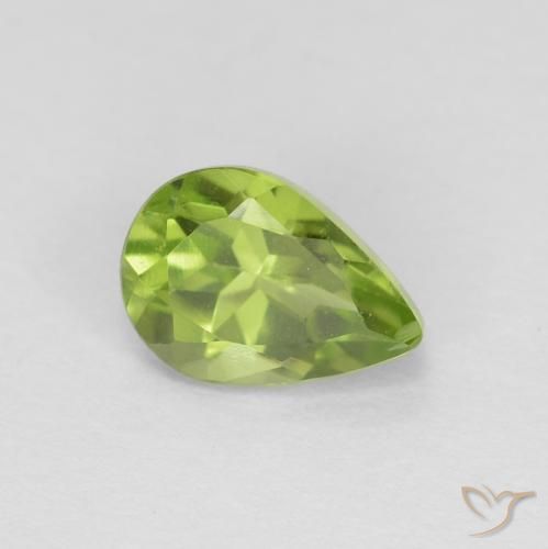 0.84ct Naturel Vert éclatant Péridot, En forme de poire, VVS