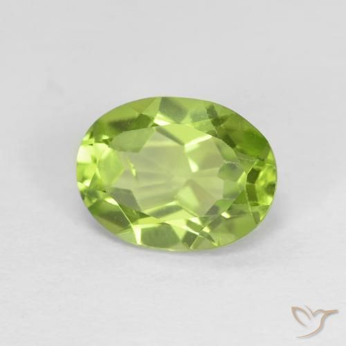 Péridot Vert jaunâtre vif naturelle ovale, 1.48 ct, VS