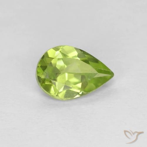 Péridot Vert jaunâtre vif naturelle En forme de poire, 0.67 ct, VVS-VS