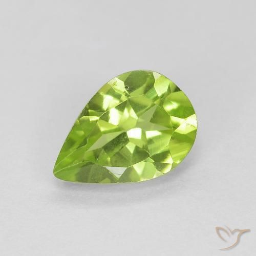 0.82ct Naturel Vert éclatant Péridot, En forme de poire, VVS-VS