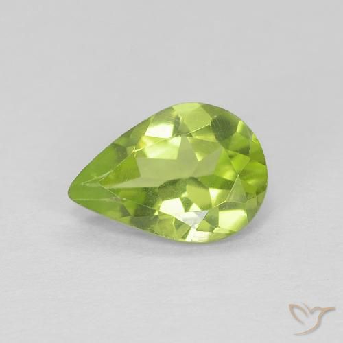 0.65ct Naturel Vert éclatant Péridot, En forme de poire, VVS-VS