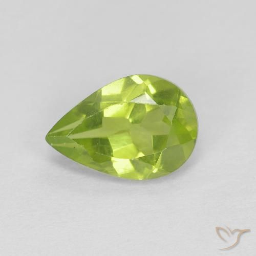 0.75ct Naturel Vert jaunâtre vif Péridot, En forme de poire, VVS-VS
