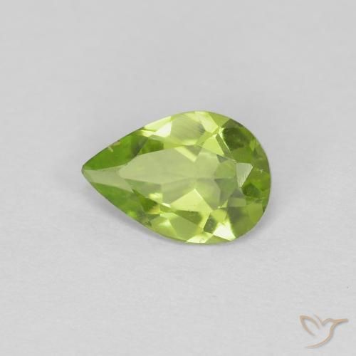 0.61ct Naturel Vert éclatant Péridot, En forme de poire, VS