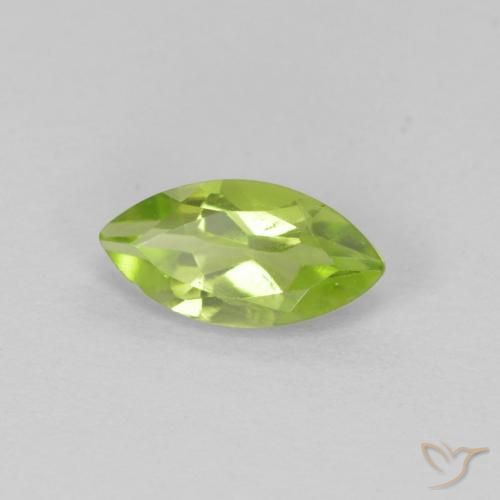 Péridot Vert éclatant naturelle Marquise, 0.66 ct, VS