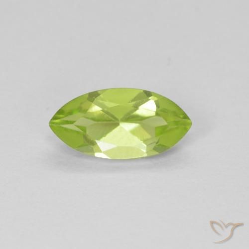 Péridot Vert éclatant naturelle Marquise, 0.64 ct, VS