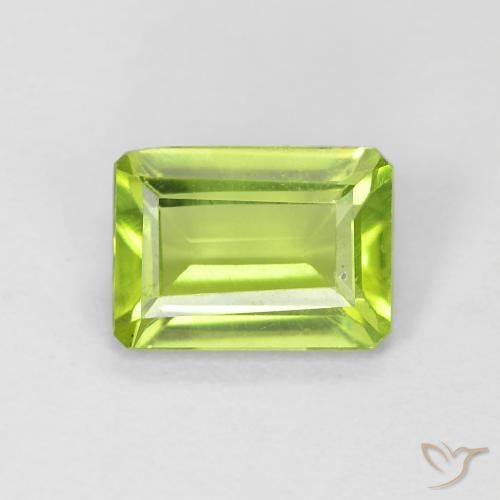 0.98ct Naturel Vert clair Péridot, Taille émeraude, VS