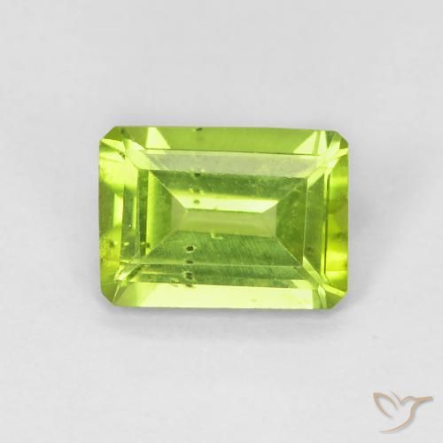1.03ct Naturel Vert clair Péridot, Taille émeraude, VS