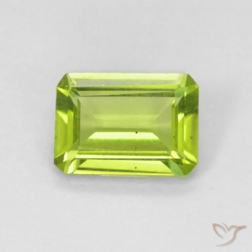 0.99ct Naturel Vert clair Péridot, Taille émeraude, VS