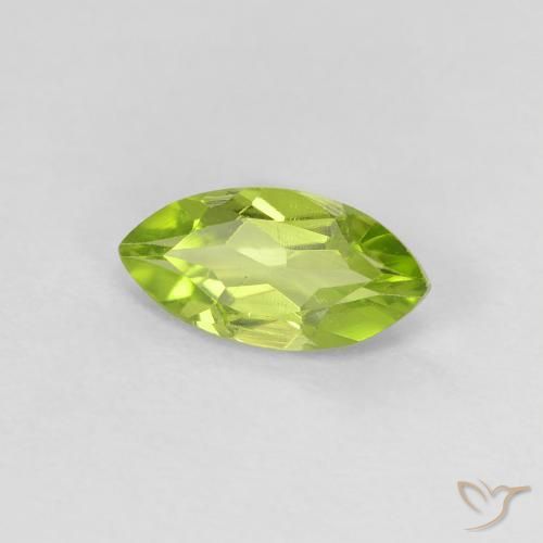 Péridot Vert jaunâtre naturelle Marquise, 0.62 ct, VVS-VS