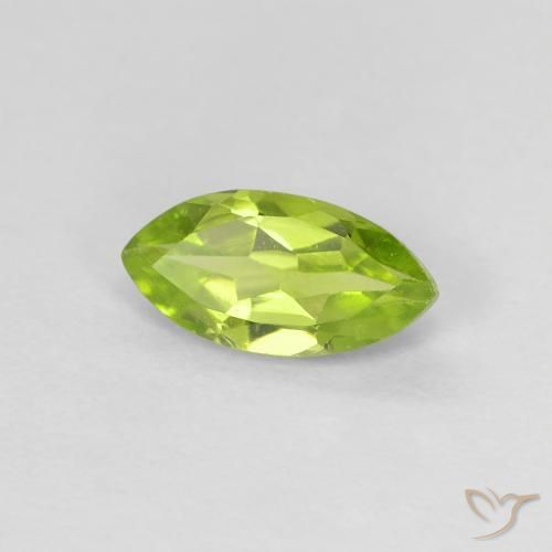 Péridot Vert jaunâtre naturelle Marquise, 0.63 ct, VVS-VS