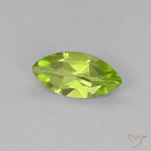 Péridot Vert jaunâtre naturelle Marquise, 0.58 ct, VVS-VS