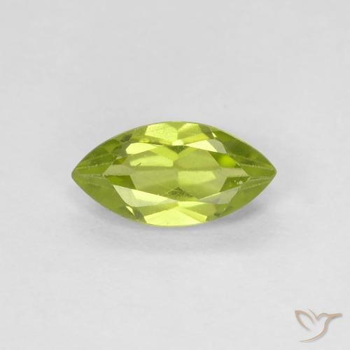 Péridot Vert éclatant naturelle Marquise, 0.73 ct, VVS-VS