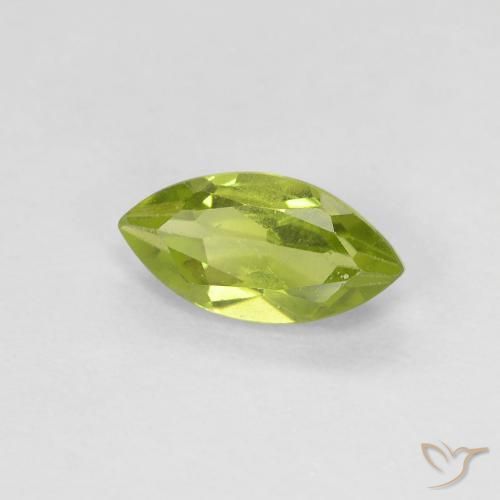 Péridot Vert éclatant naturelle Marquise, 0.73 ct, VVS-VS