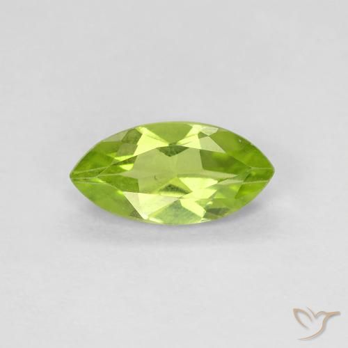 Péridot Vert éclatant naturelle Marquise, 0.64 ct, VS