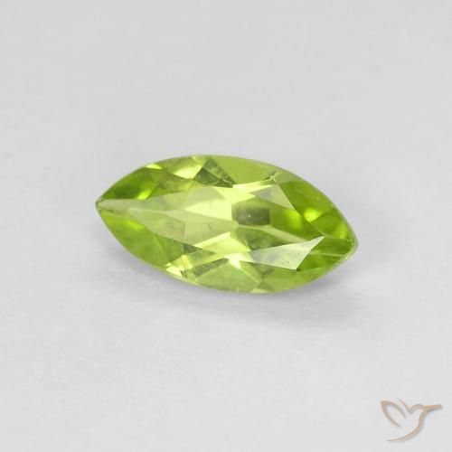 Péridot Vert éclatant naturelle Marquise, 0.64 ct, VS