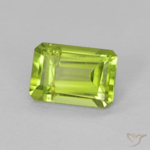 Péridot Vert jaunâtre vif naturelle Octogone / coupe Émeraude, 1.09 ct, VS