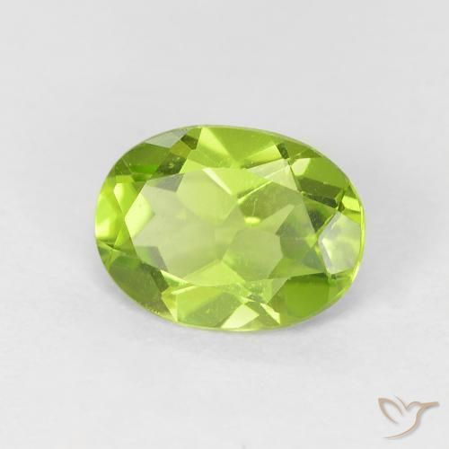 Péridot Vert éclatant naturelle ovale, 1.14 ct, VVS-VS