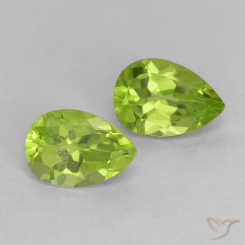 0.97ctw Naturel Vert moyen Péridot, En forme de poire, VS