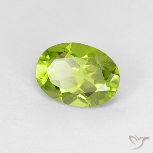 Péridot Vert éclatant naturelle ovale, 1.14 ct, VVS-VS