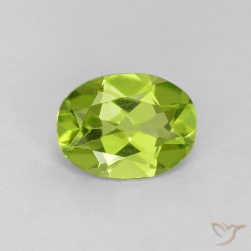 Péridot Vert éclatant naturelle ovale, 0.97 ct, VVS-VS