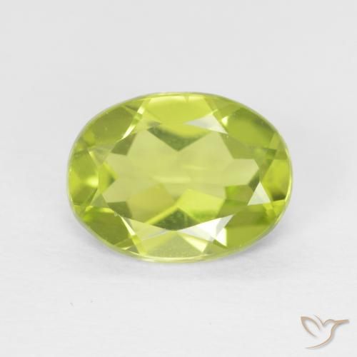 Péridot Vert jaunâtre naturelle ovale, 1.18 ct, VVS-VS