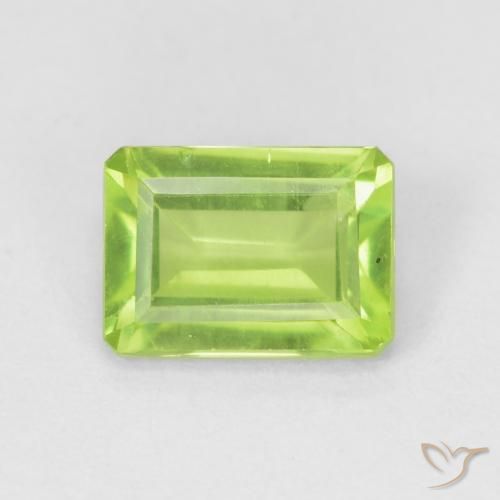 1.09ct Naturel Vert clair Péridot, Taille émeraude, VS