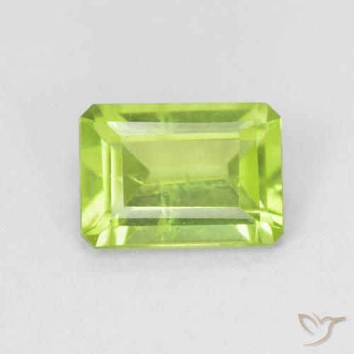 0.97ct Naturel Vert clair Péridot, Taille émeraude, VS