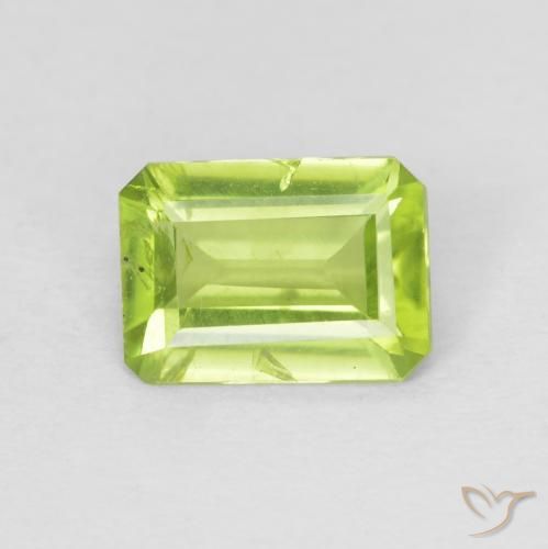 0.97ct Naturel Vert jaunâtre Péridot, Taille émeraude, VS