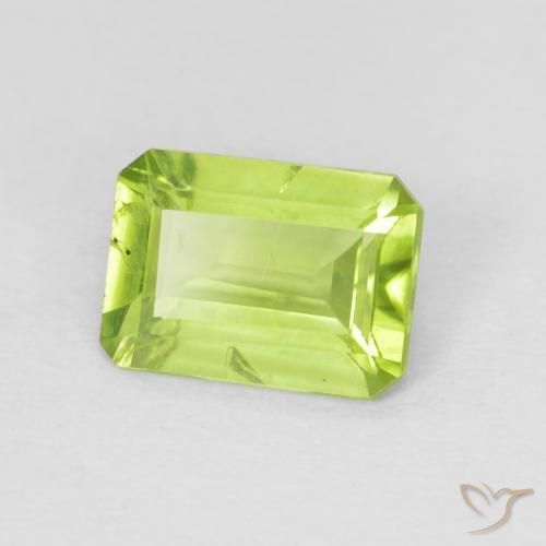 Péridot Vert jaunâtre naturelle Octogone / coupe Émeraude, 0.97 ct, VS