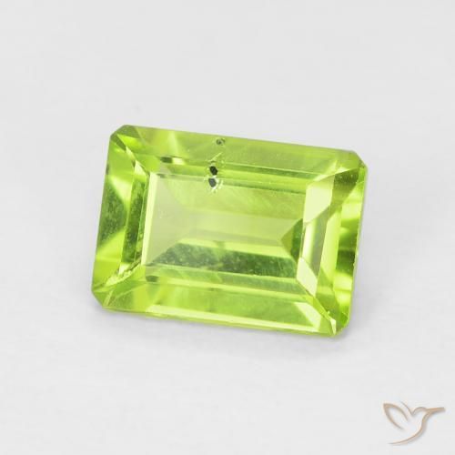 Péridot vert moyen naturelle taille émeraude, 1,11 ct, VS