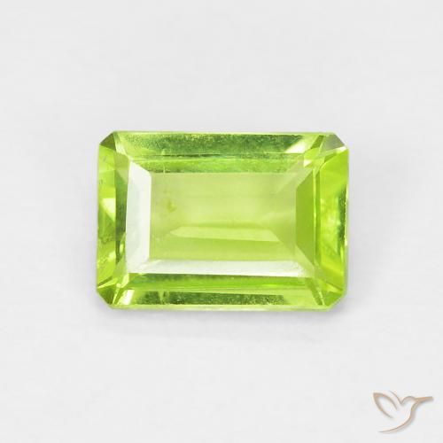 0.99ct Naturel Vert jaunâtre Péridot, Taille émeraude, VS