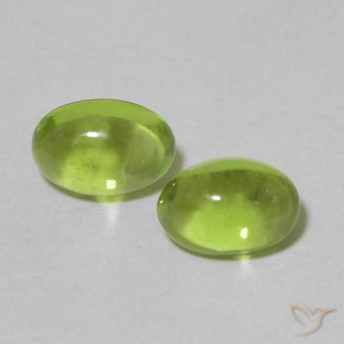 1.25ctw Naturel Vert jaunâtre vif Péridot, ovale, Transparent